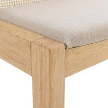Rattan Cane Upholstered Dining Bench with Low-Profile Back, Wood Frame, Brown