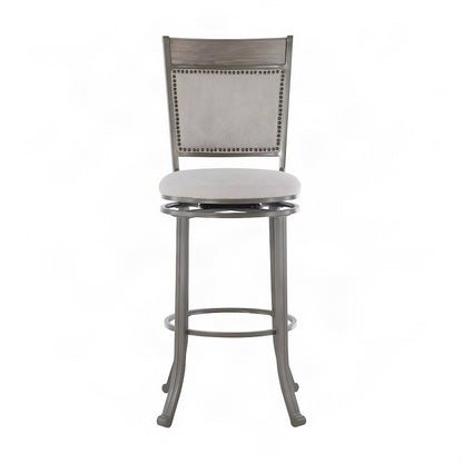 Ash Veneer Bar Table and Swivel Bar Height Stools, Set of 3, Pewter