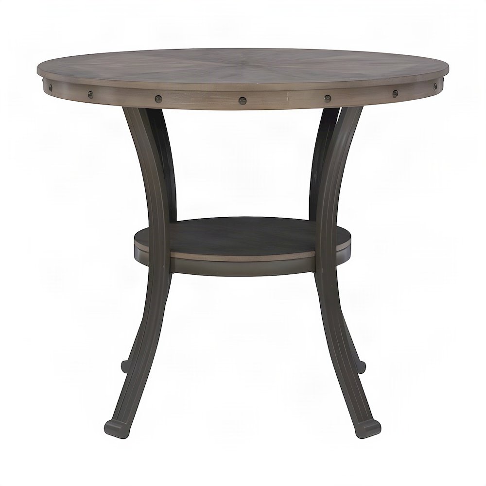 Round Counter Height Pub Table with MDF Top and Curved Steel Legs, Pewter
