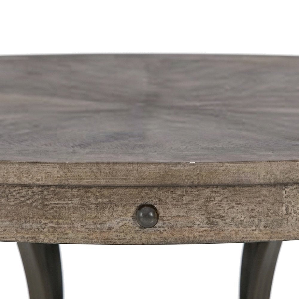Round Counter Height Pub Table with MDF Top and Curved Steel Legs, Pewter