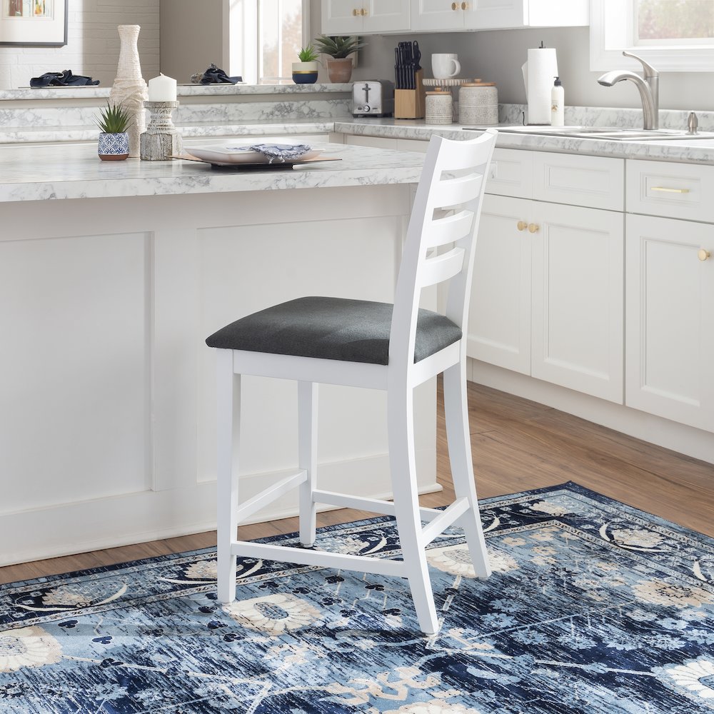 Flynn White Counter Stool Uph Seat