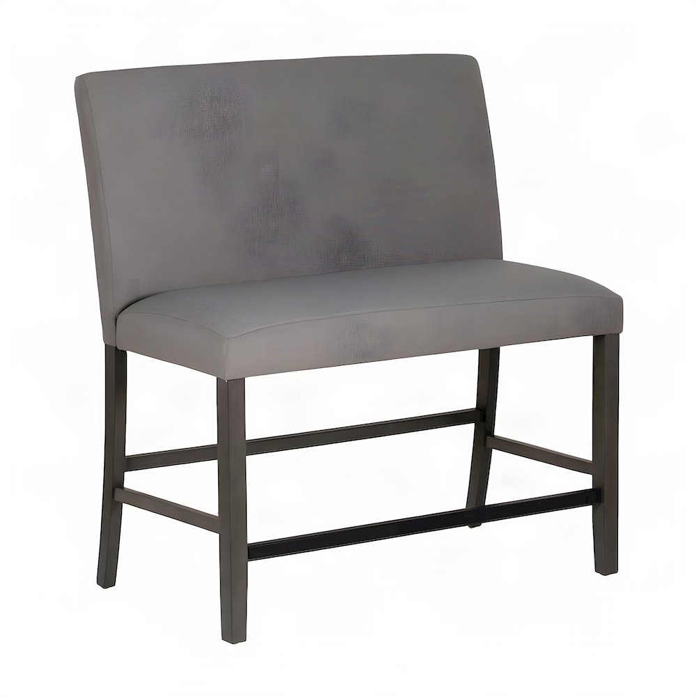 Upholstered Counter Height Dining Bench with Back and Nail Head Trim, Grey