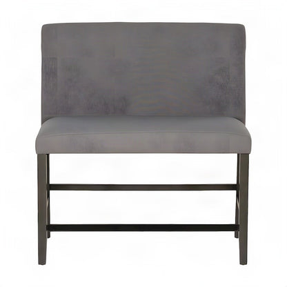 Upholstered Counter Height Dining Bench with Back and Nail Head Trim, Grey