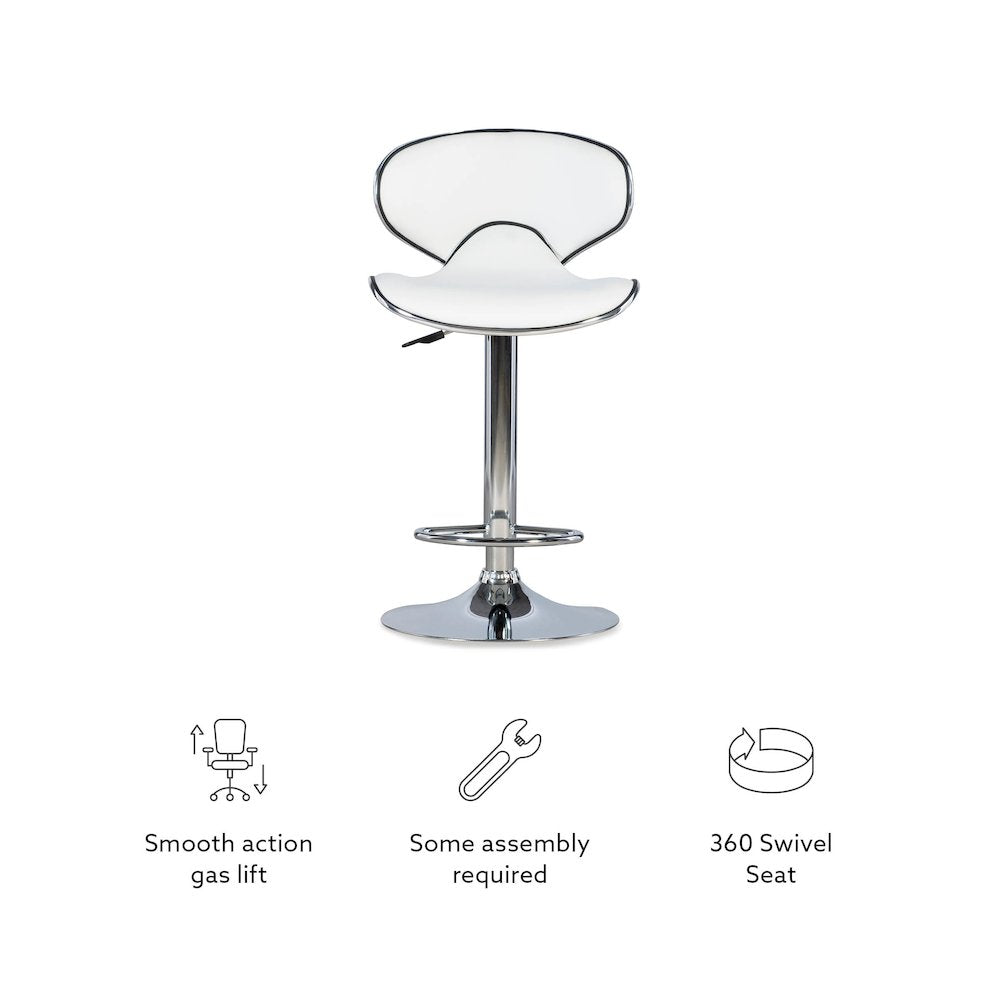 White Adjustable Barstool