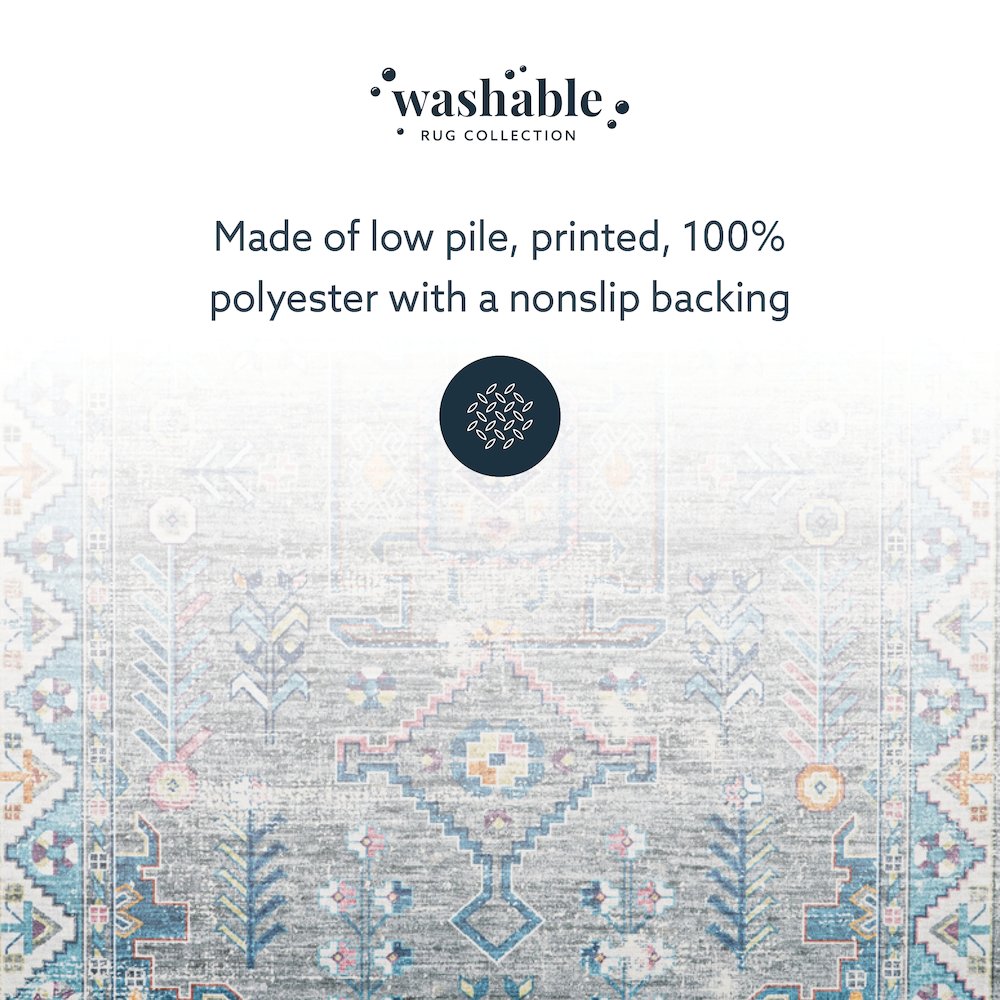 Washable Barron Grey/Green 5x7, Rug