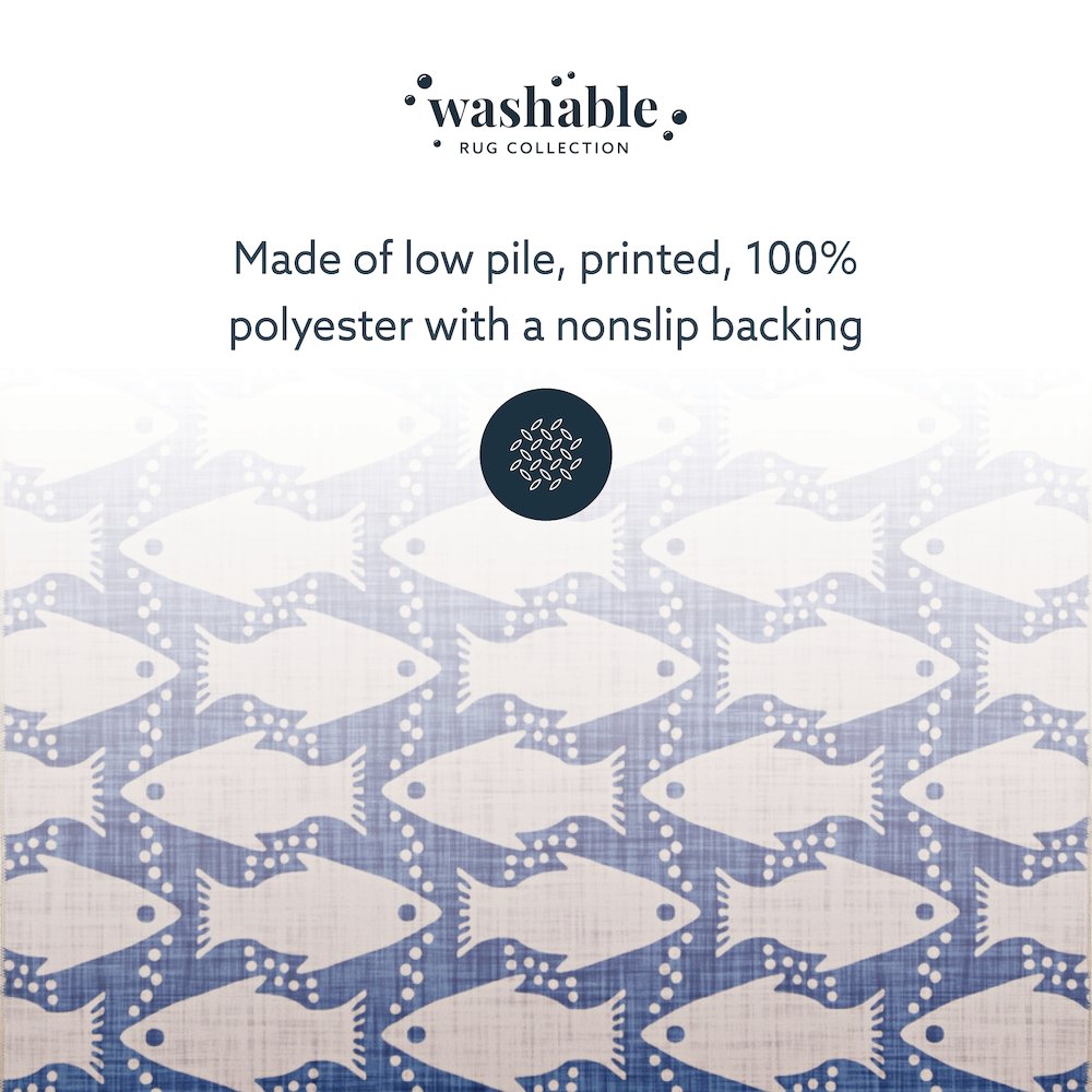 Washable Seabourne Ivory/Blue 5x7, Rug