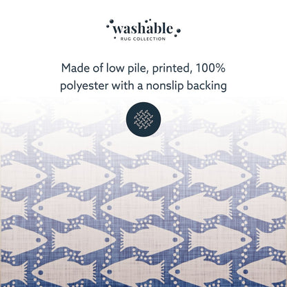 Washable Seabourne Ivory/Blue 5x7, Rug