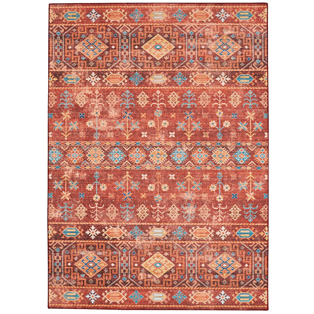 Washable Devlin Red/Ivory 5x7, Rug