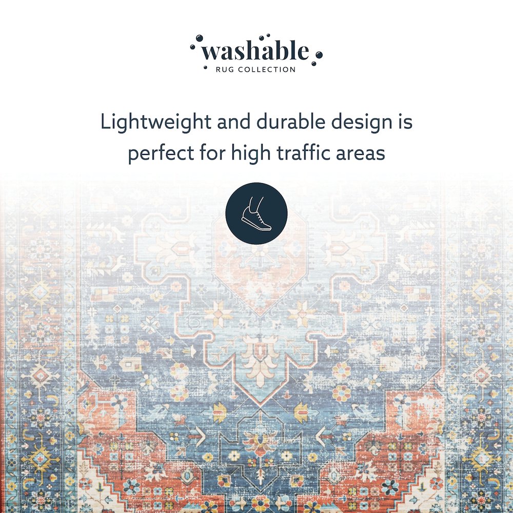 Washable Markum Teal/Rust 5x7, Rug