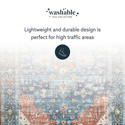 Washable Markum Teal/Rust 5x7, Rug