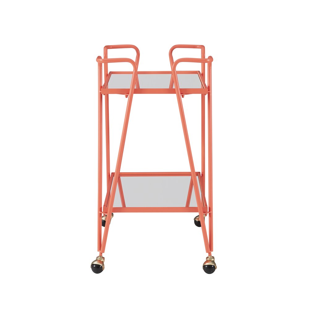 Coral Mid-Century Bar Cart