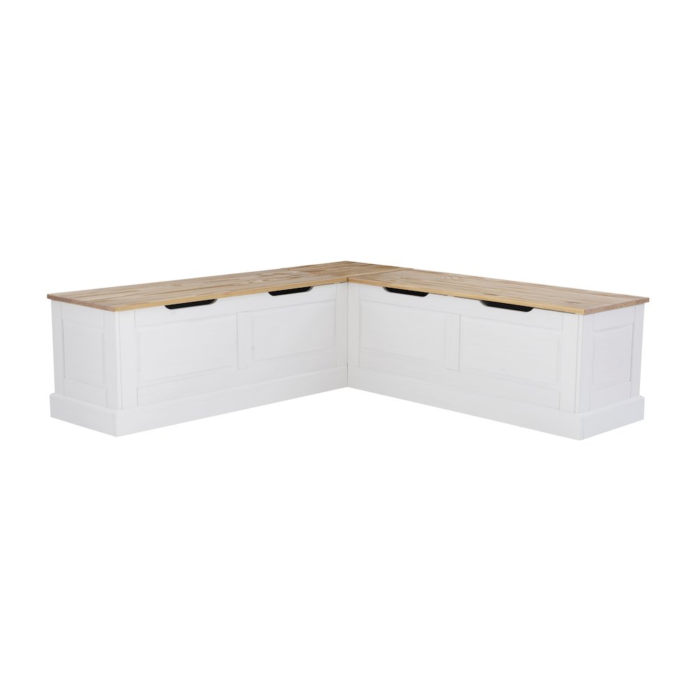 Tobin Backless Two Tone Breakfast Nook, Natural And White