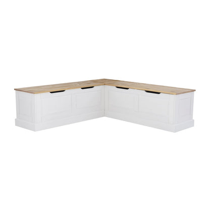 Tobin Backless Two Tone Breakfast Nook, Natural And White