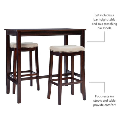 Claridge 3Pc Bar Set Walnut Linen
