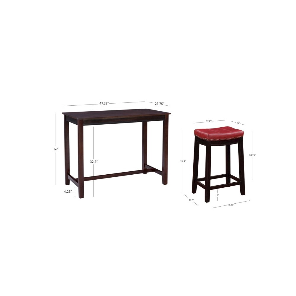 Claridge 3Pc Counter Set Brown Red