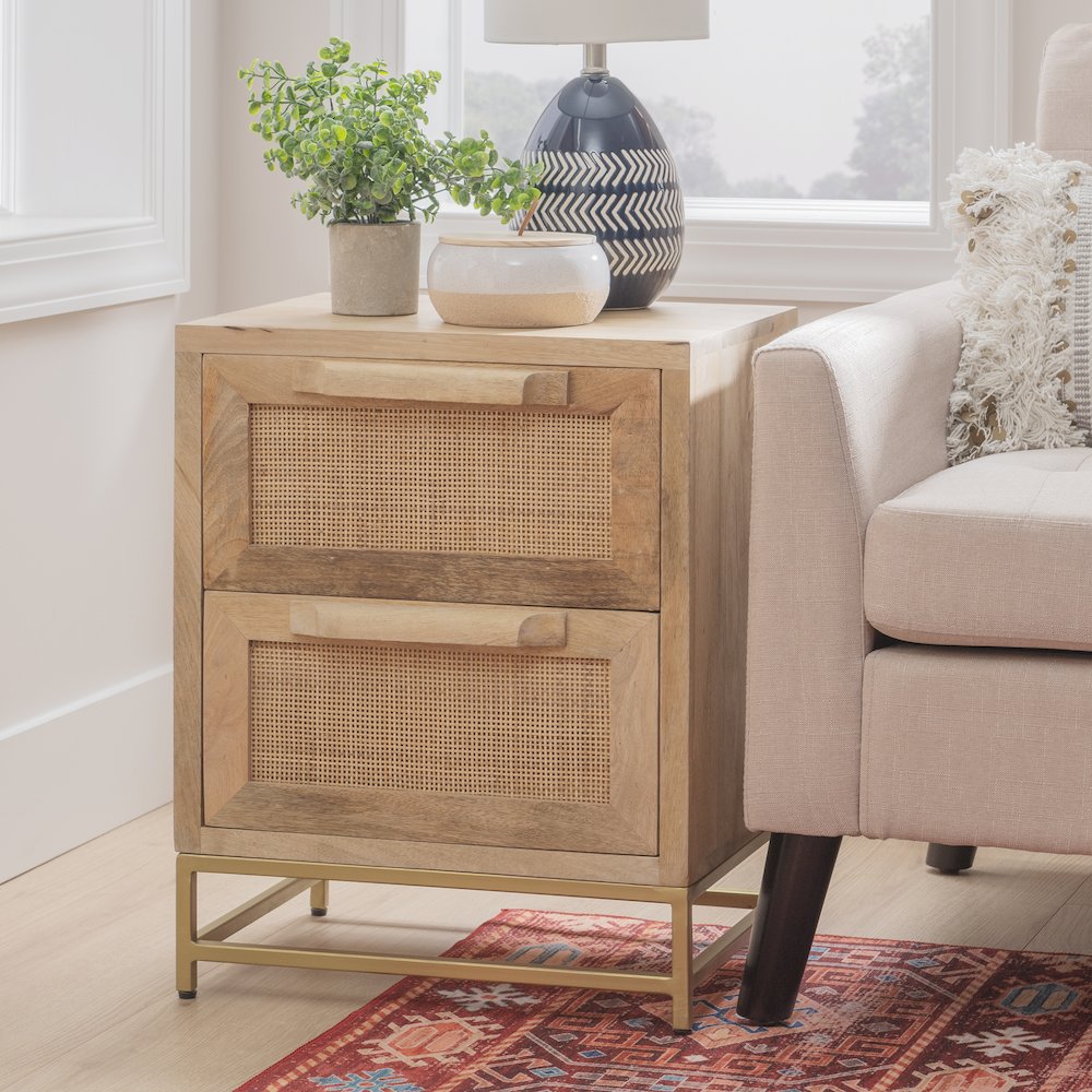 Janie Rattan Cabinet Two Drawers