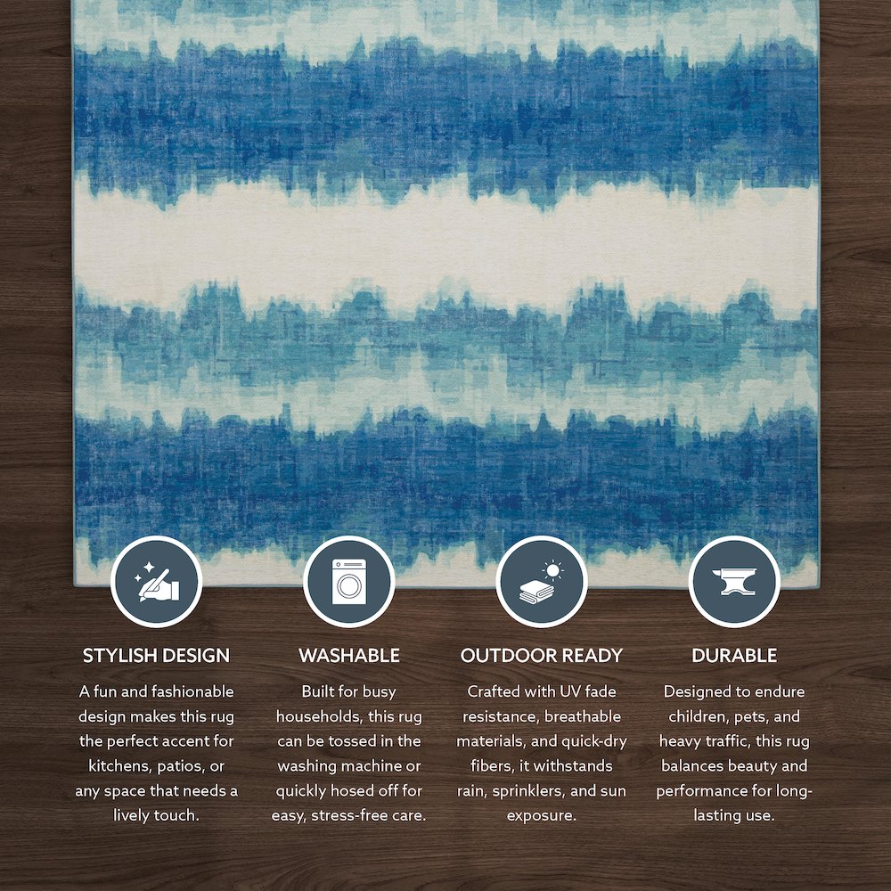 Outdoor Washable Apopka Ivory & Blue 5' X7', Rug