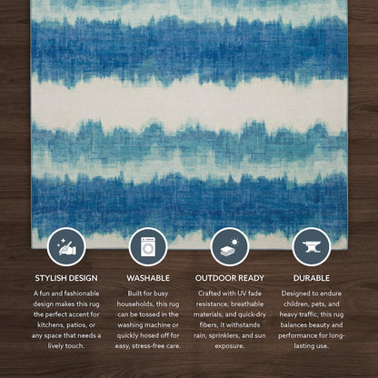 Outdoor Washable Apopka Ivory & Blue 5' X7', Rug
