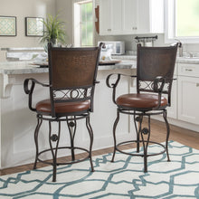 Big & Tall Copper Stamped Back Counter Stool with Arms