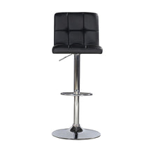 Black Quilted Faux Leather & Chrome Adjustable Height Bar Stool