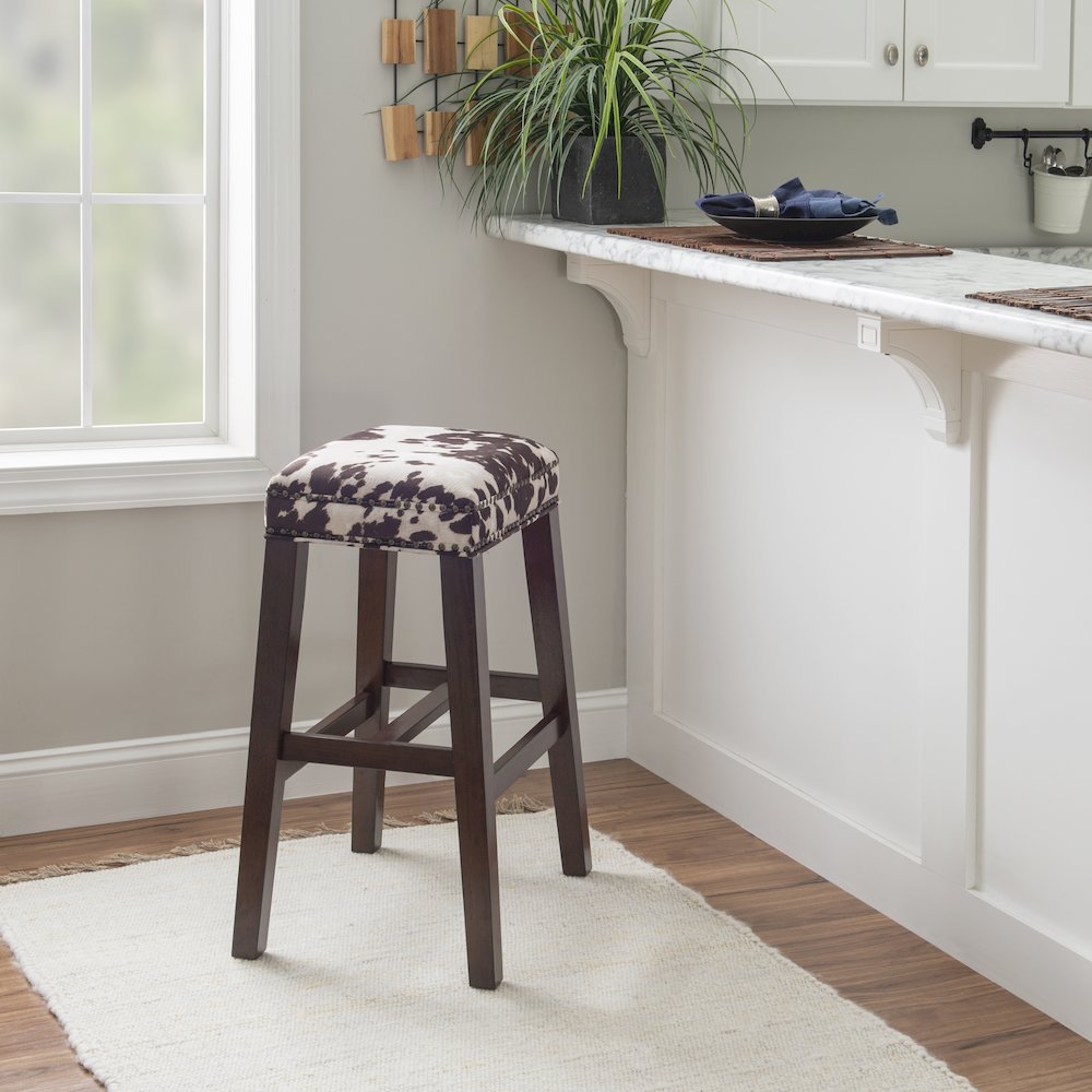 Walt Brown Cow Print Bar Stool