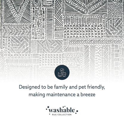Washable Cayden Ivory/Black 5x7, Rug