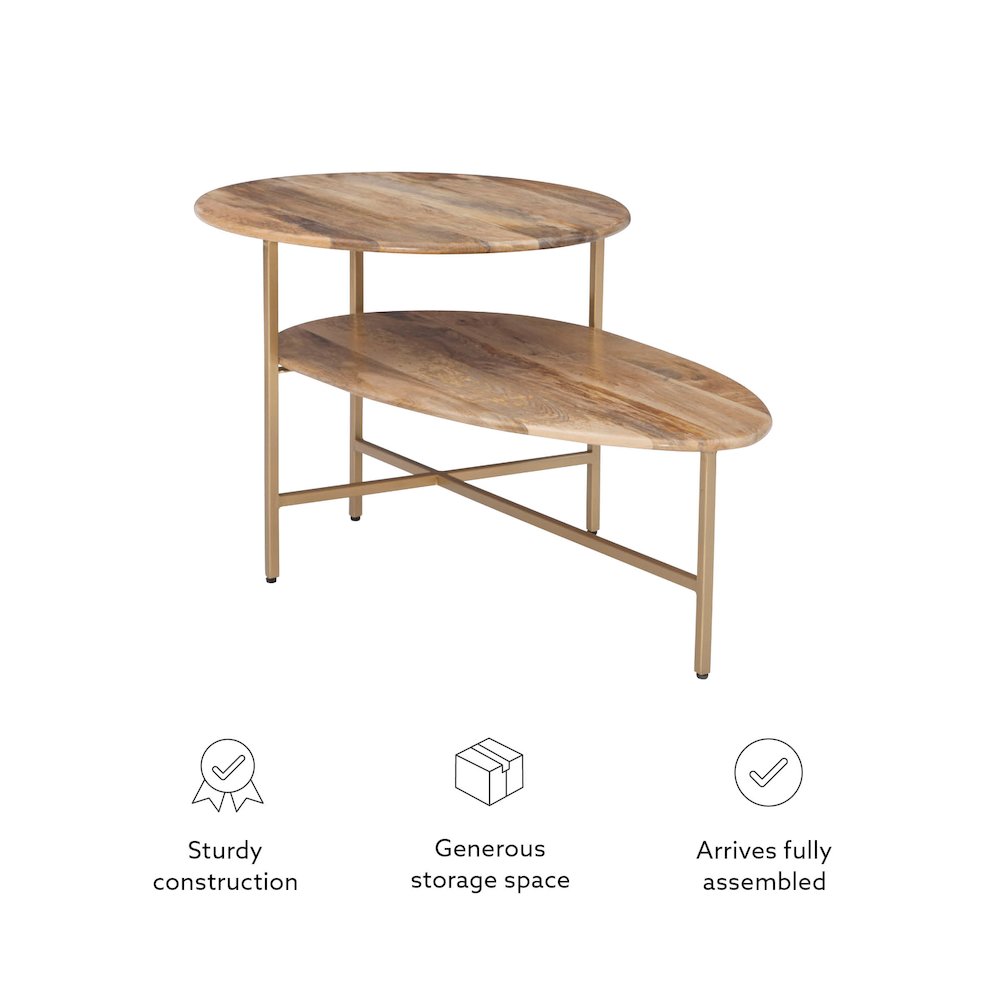 Tavin Two Tiered Coffee Table Natural Gold