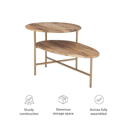 Tavin Two Tiered Coffee Table Natural Gold