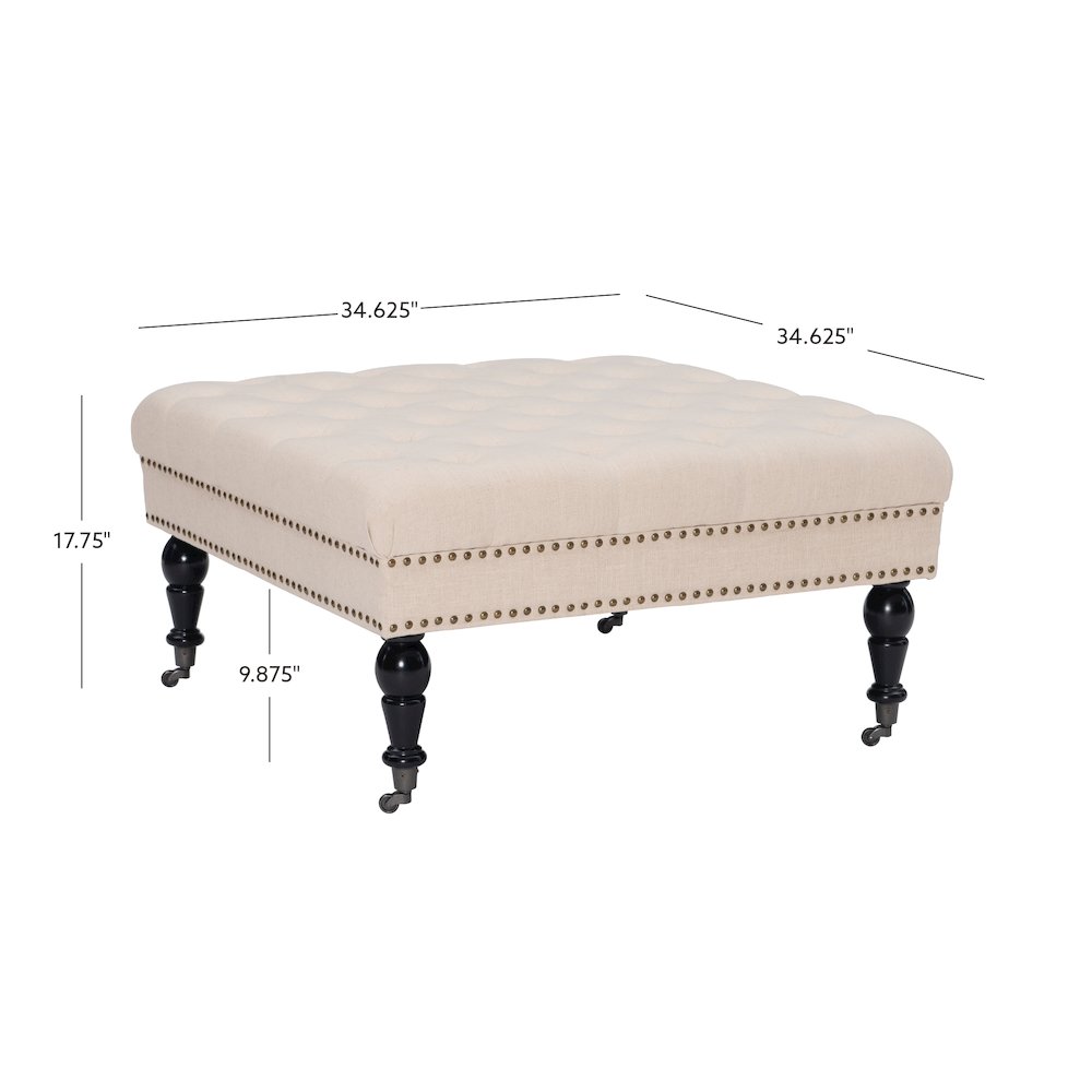 Isabelle Natural Square Tufted Ottoman