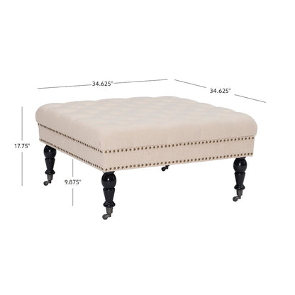 Isabelle Natural Square Tufted Ottoman