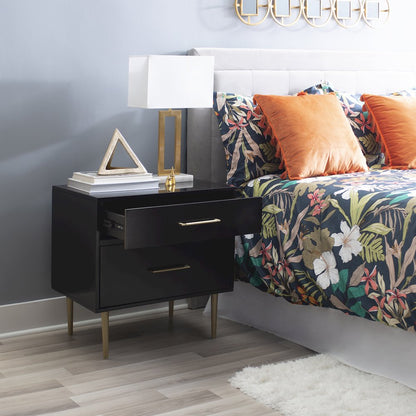 Gloria Two Drawer Night Stand Black