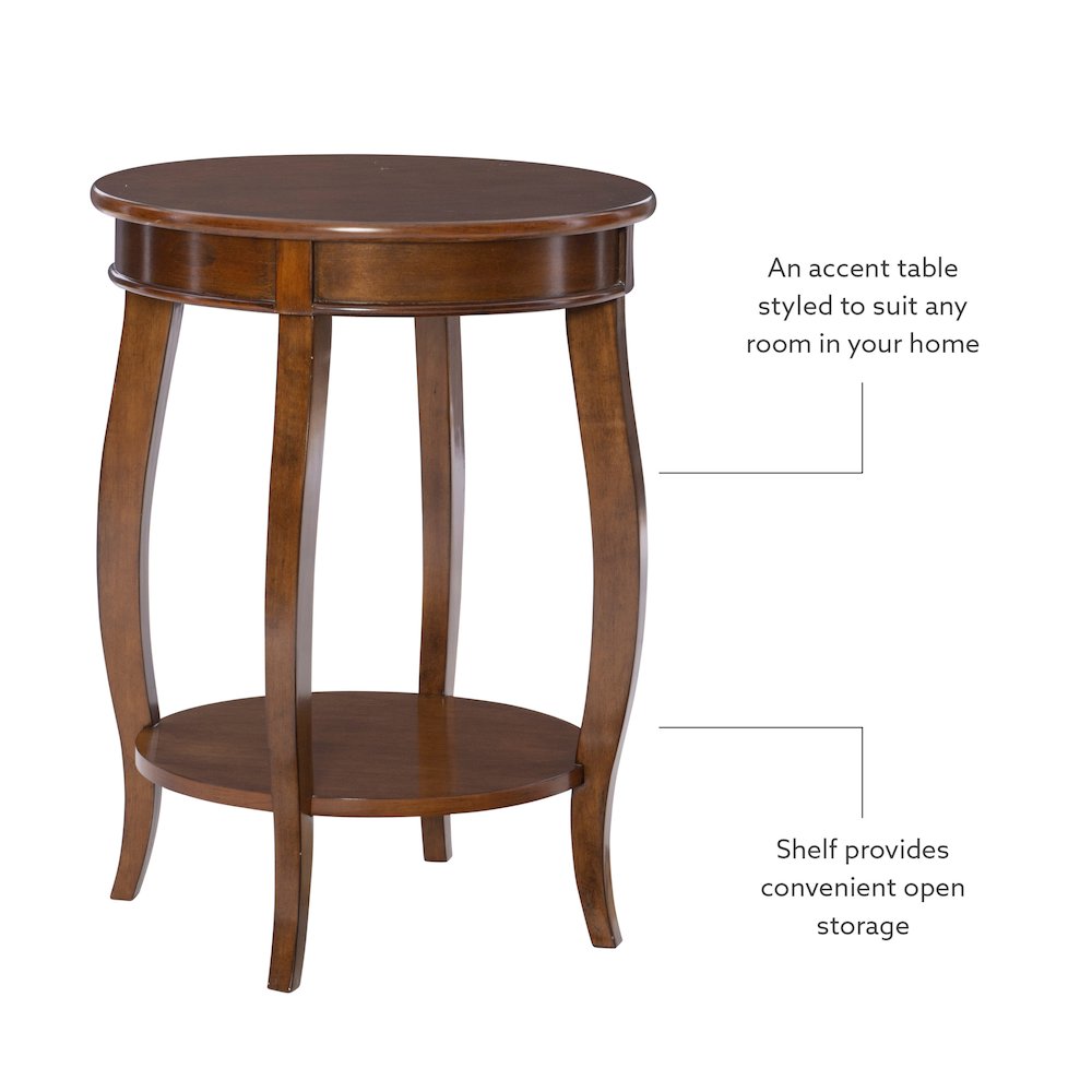 Hazelnut Round Table with shelf