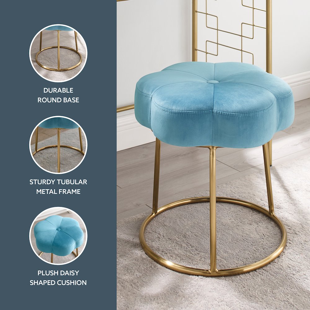 Seraphina Accent Vanity Stool, Blue