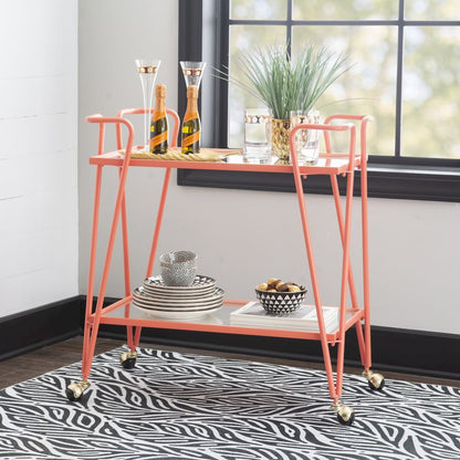 Coral Mid-Century Bar Cart