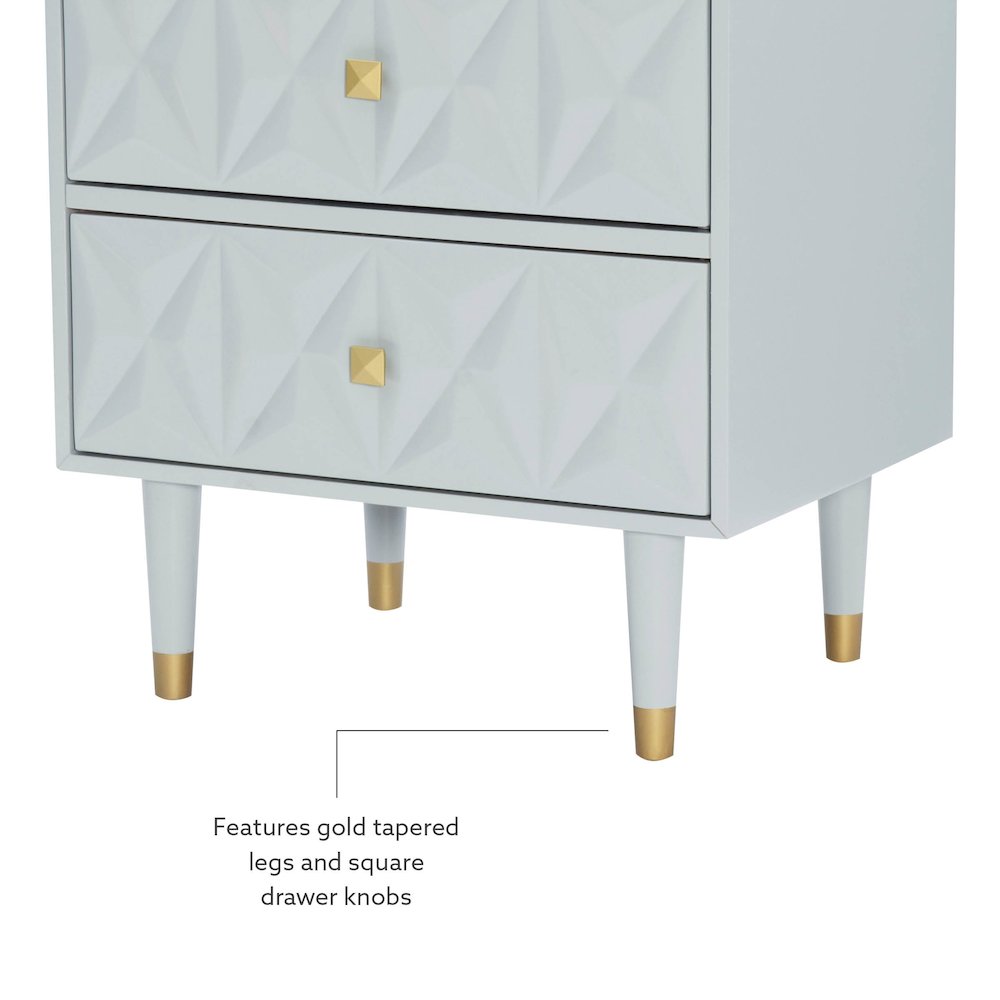 Two Drawer Geo Texture Nightstand Grey