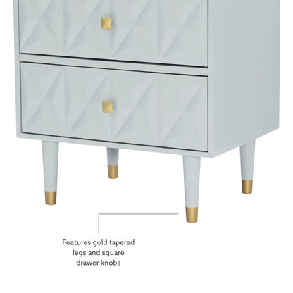 Two Drawer Geo Texture Nightstand Grey