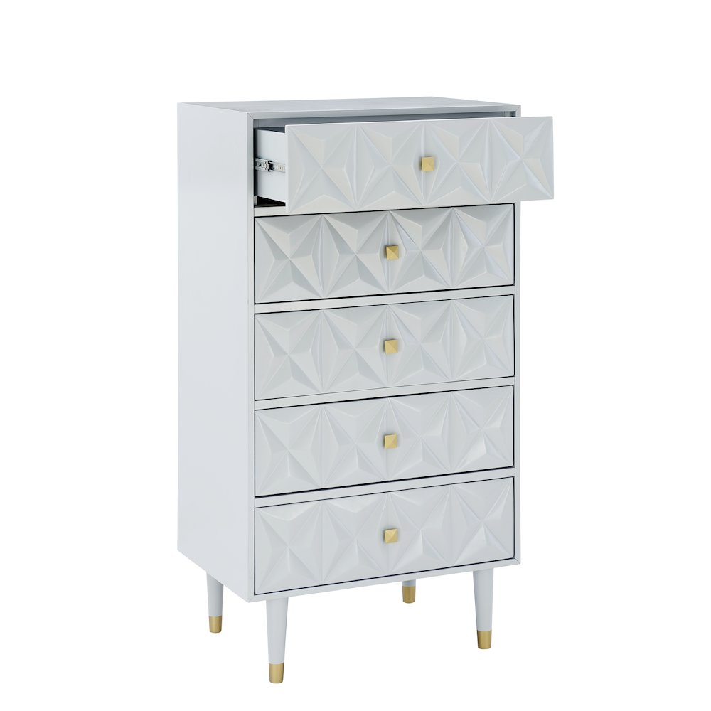Five Drawer Geo Texture Chest, Grey