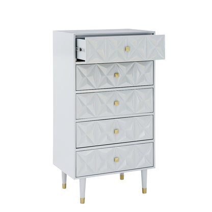 Five Drawer Geo Texture Chest, Grey