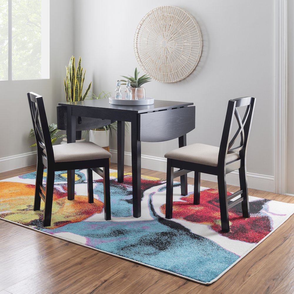 Torino 3Pc Drop Leaf Dining Set Black