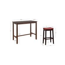 Claridge 3Pc Bar Set Brown Red