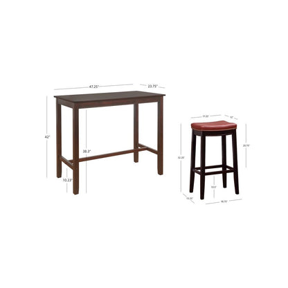 Claridge 3Pc Bar Set Brown Red