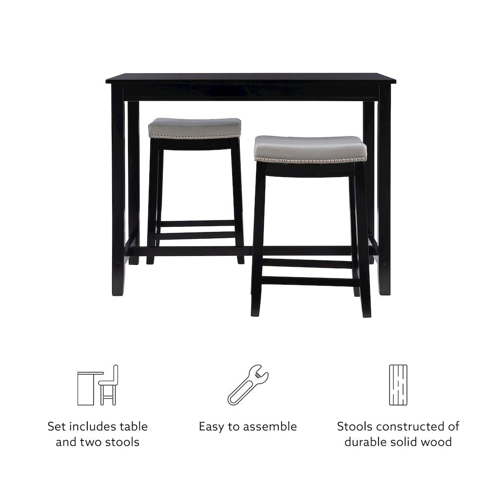 Claridge 3Pc Counter Set Black Grey