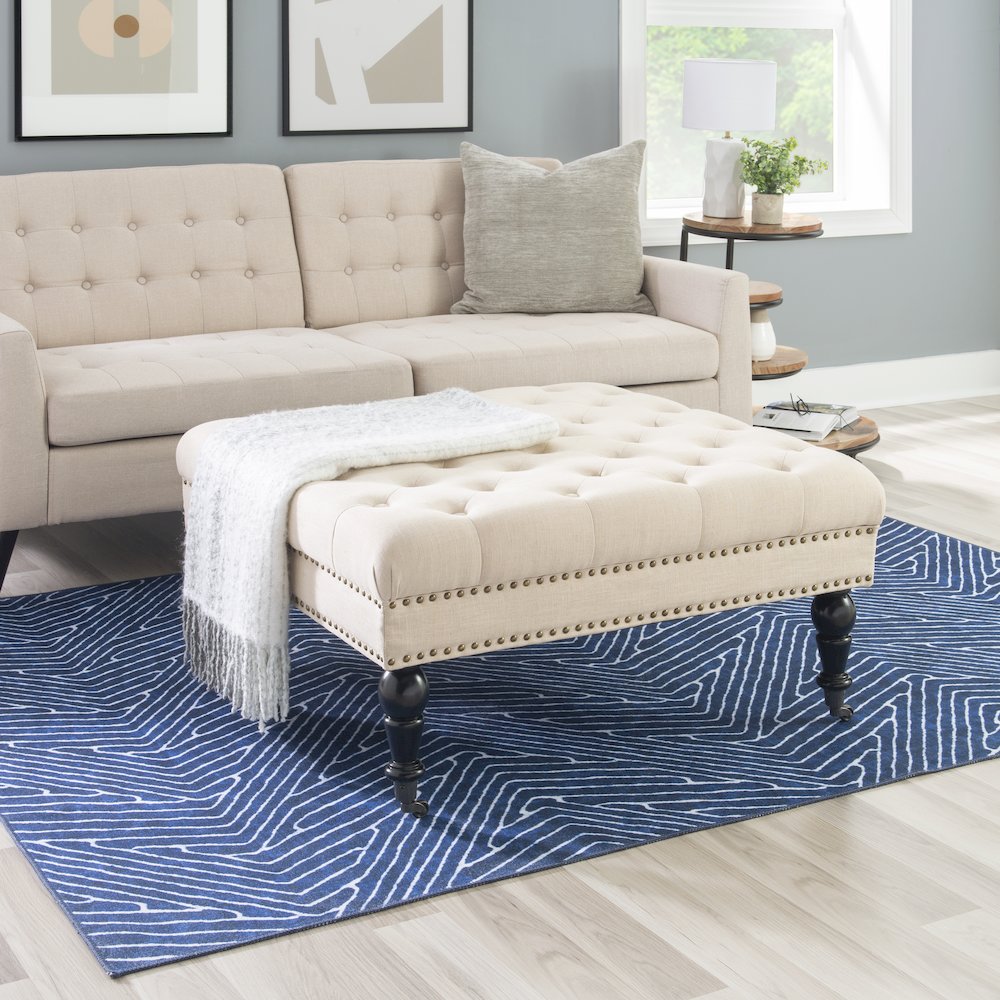 Isabelle Natural Square Tufted Ottoman