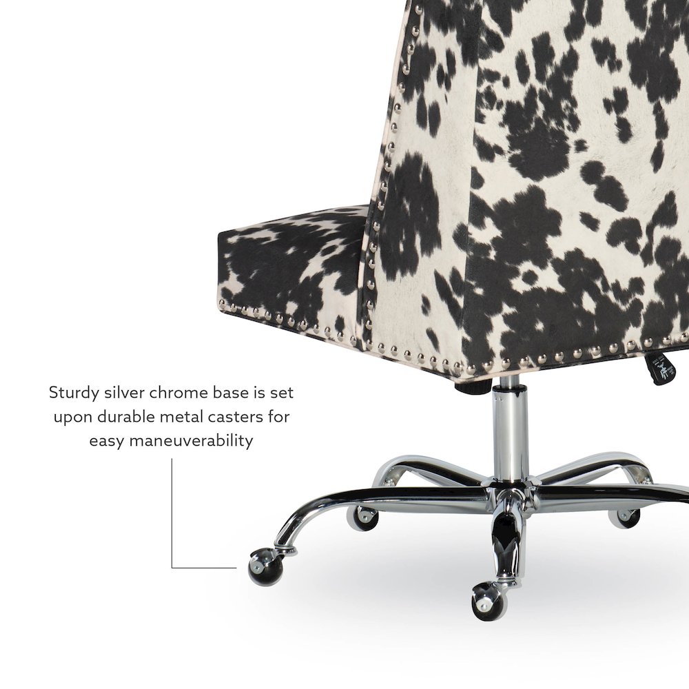 Draper Office Chair, Black And White Cow Print