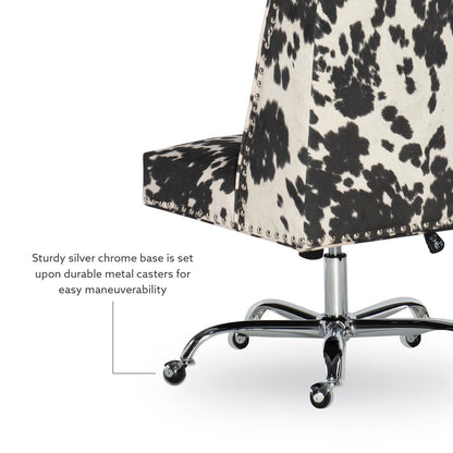Draper Office Chair, Black And White Cow Print