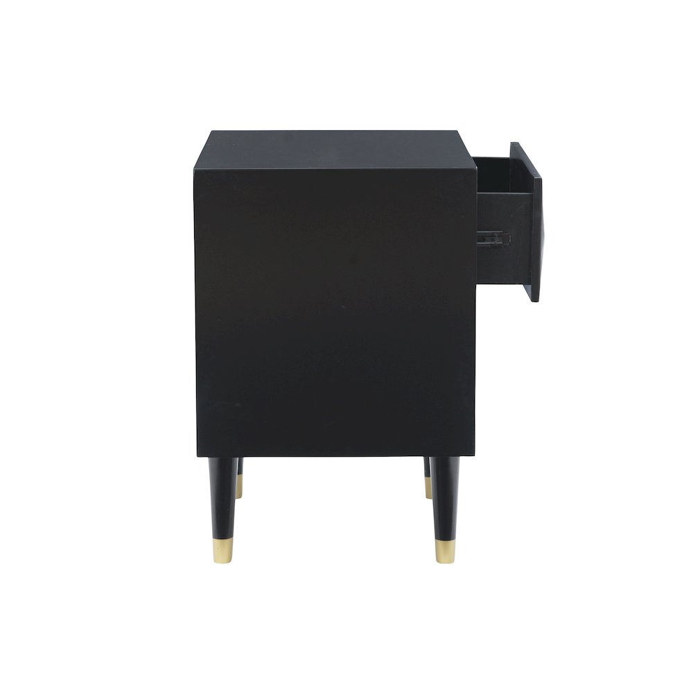Two Drawer Geo Texture Nightstand Black
