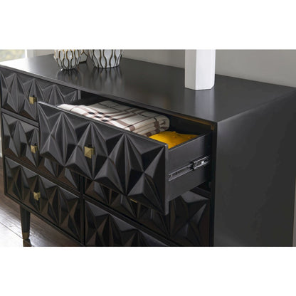 Six Drawer Geo Texture Dresser Black