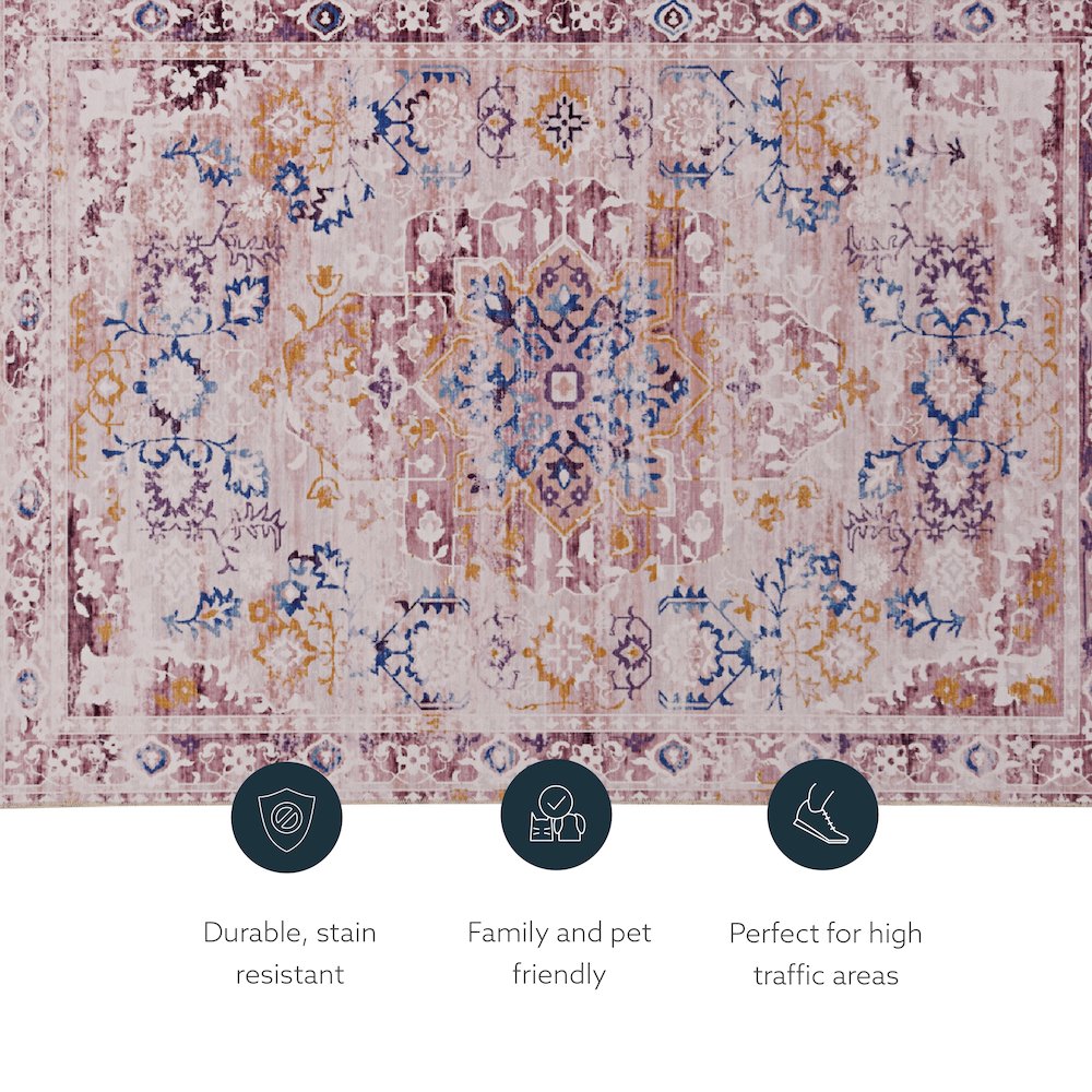 Washable Micah Pink/Gold 2x3, Rug