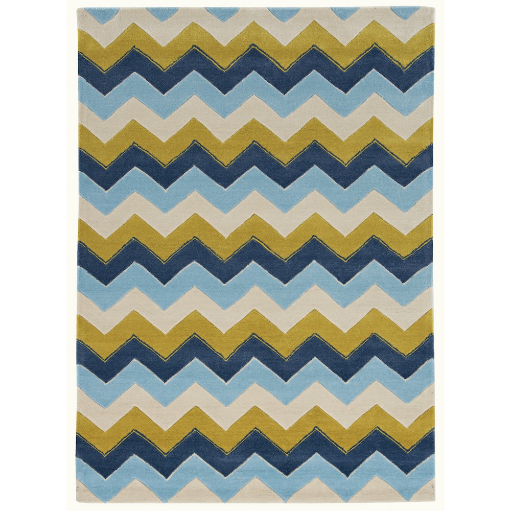 Trio Zag Blue & Marigold 5x7, Rug