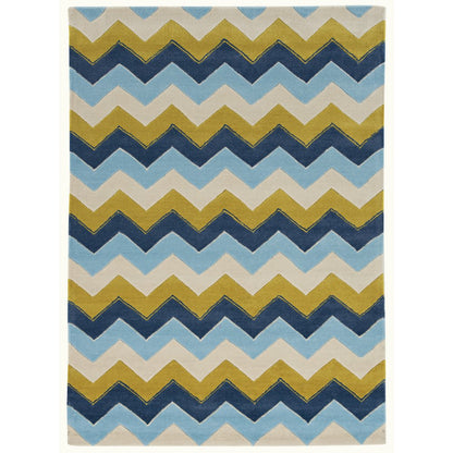Trio Zag Blue & Marigold 5x7, Rug